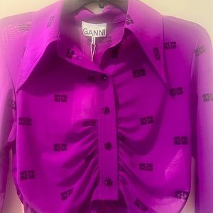 GANNI grape fitted blouse, brand new with tags